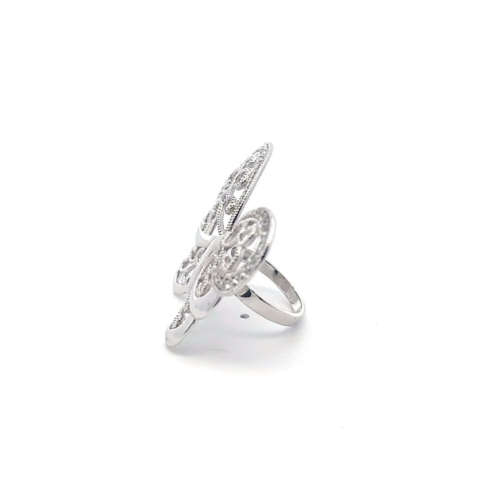 925 Sterling Silver Ring  Butterfly Very Large Cubic Zirconia Size 5 - Picture 3 of 7